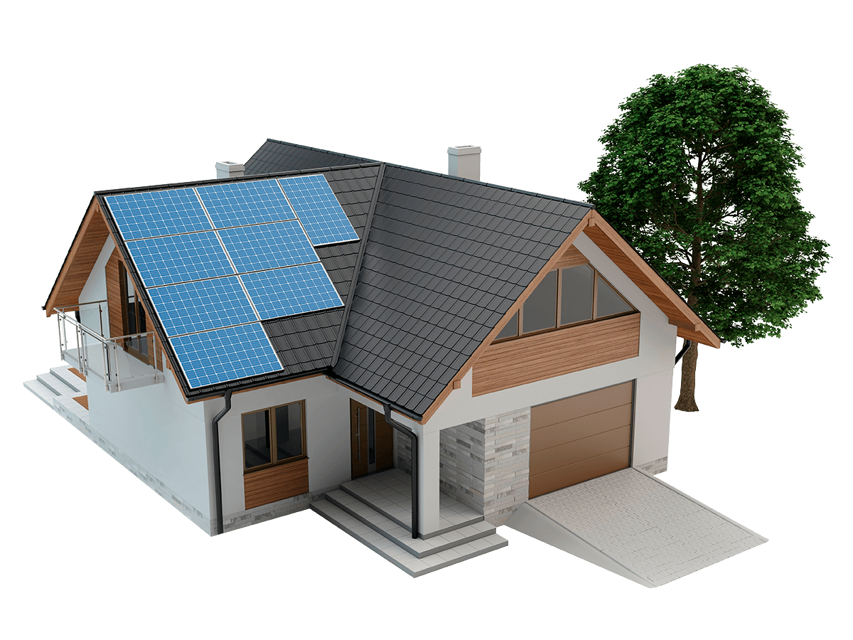 Családi ház terve napelemmel felszerelve
