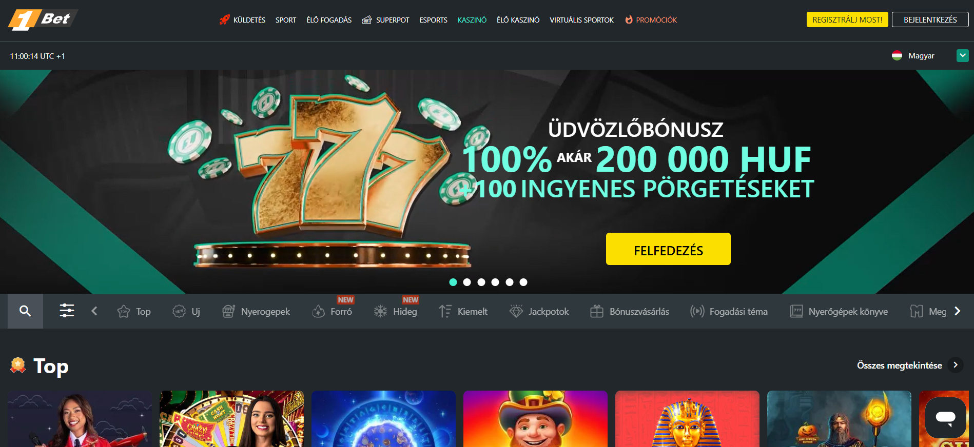 1Bet Casino Játékok