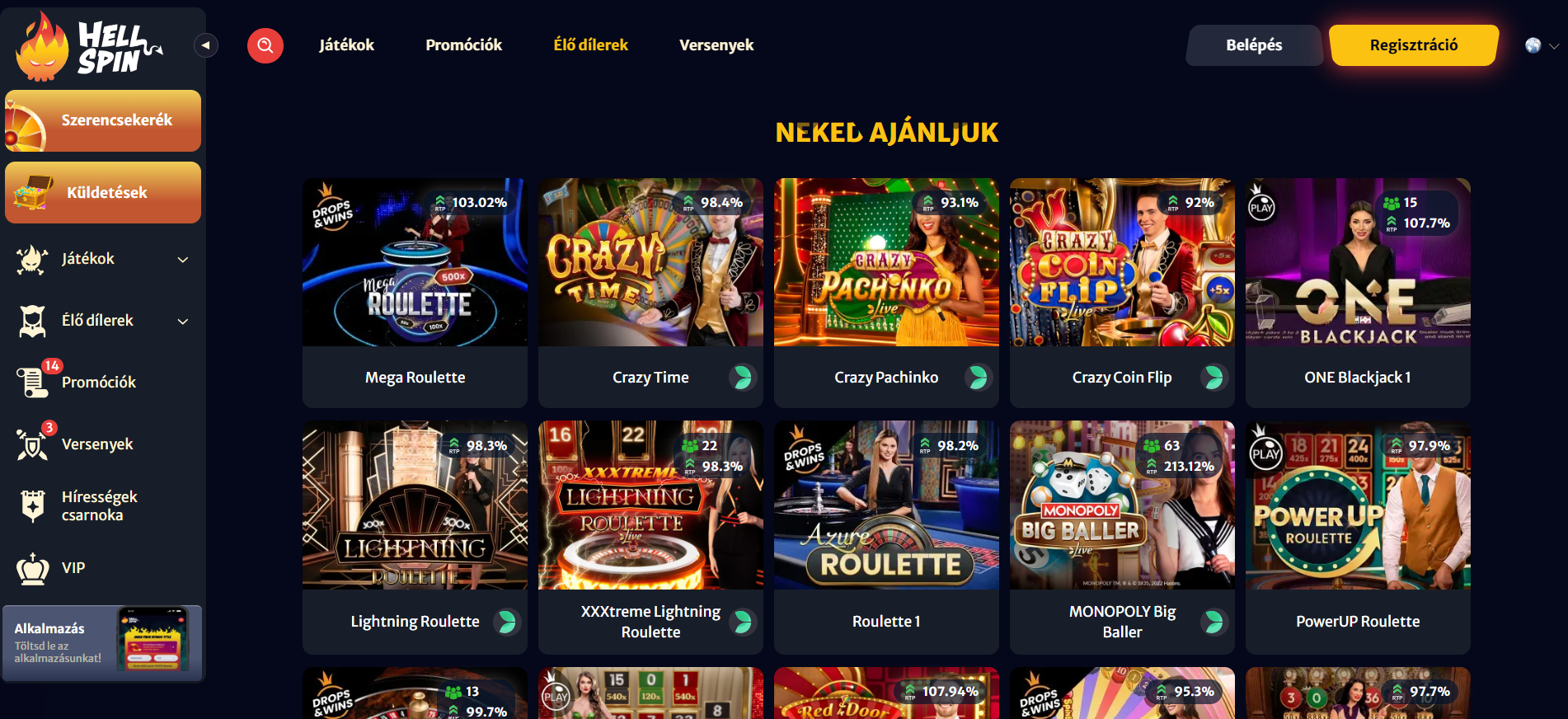 Hell Spin Casino Élő Kaszinó