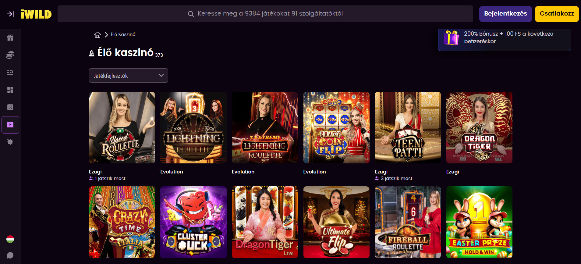 iWild Casino Élő Kaszinó