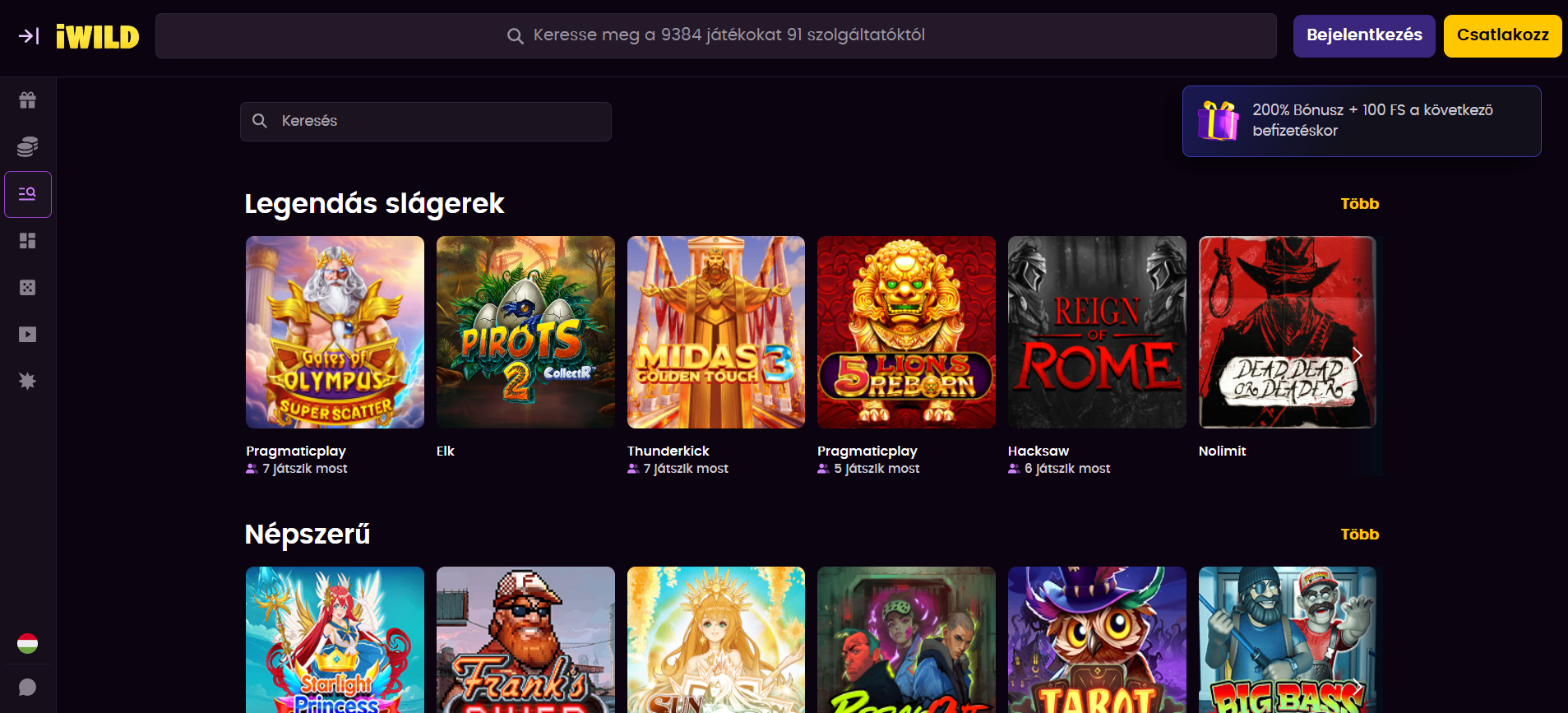 iWild Casino Játékok