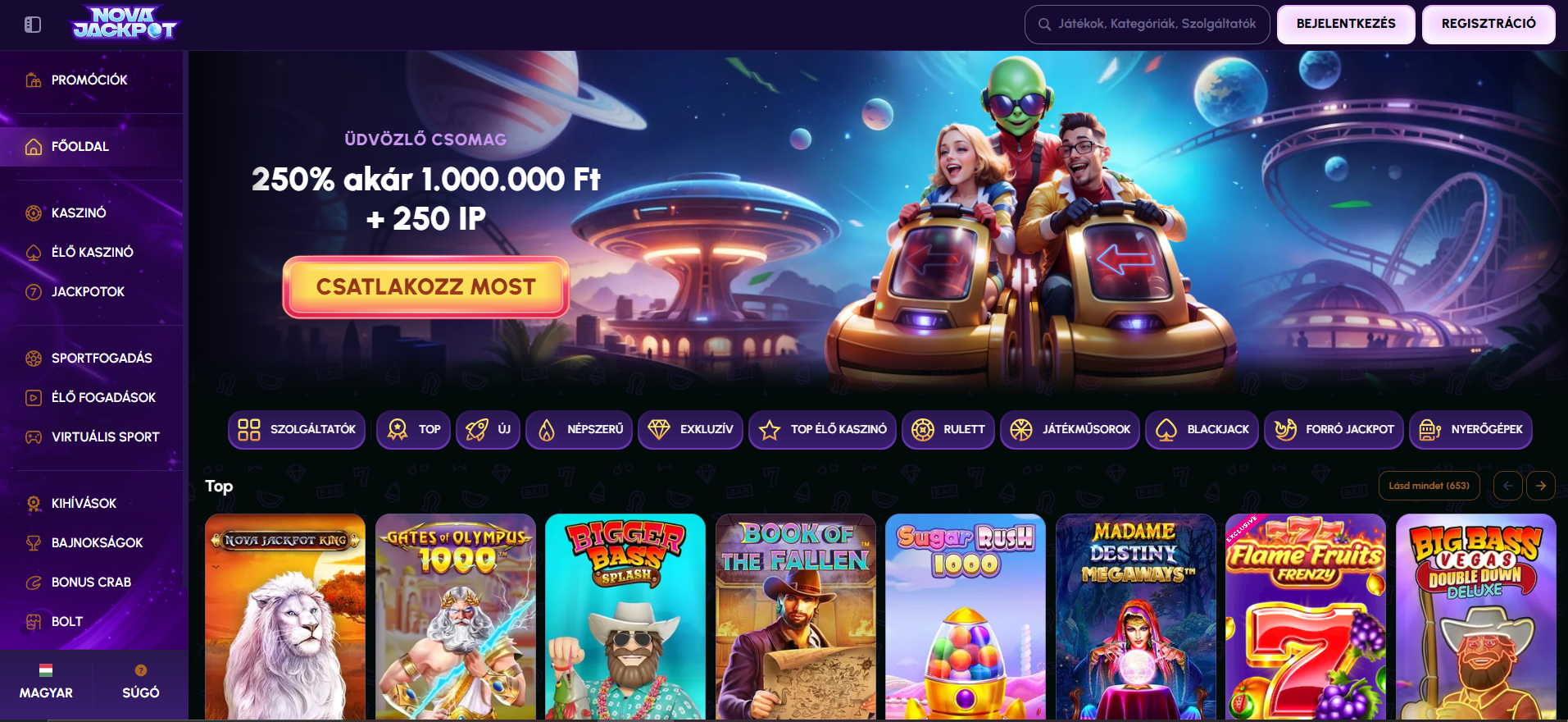 NovaJackpot Casino Főoldal
