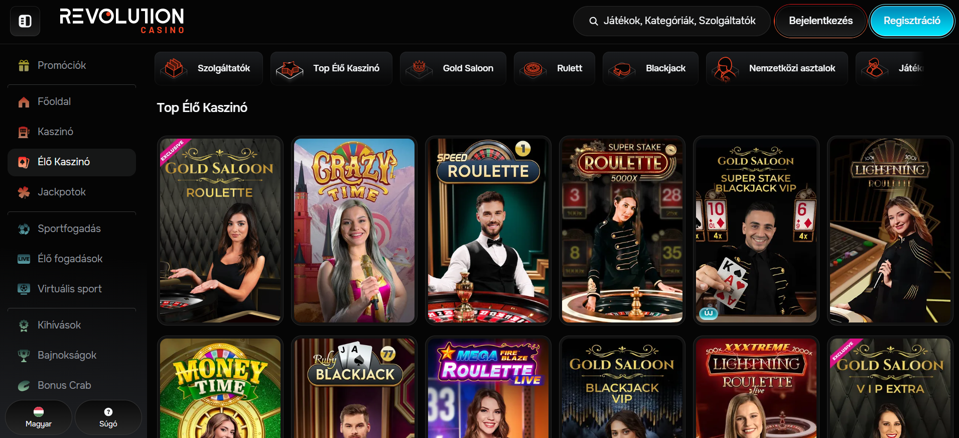 Revolution Casino Élő Kaszinó
