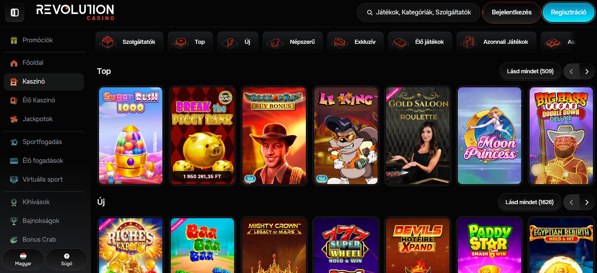 Revolution Casino Játékok