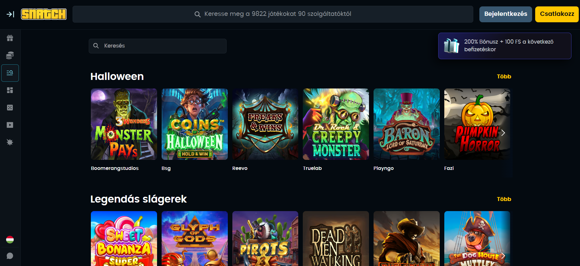 Snatch Casino Játékok