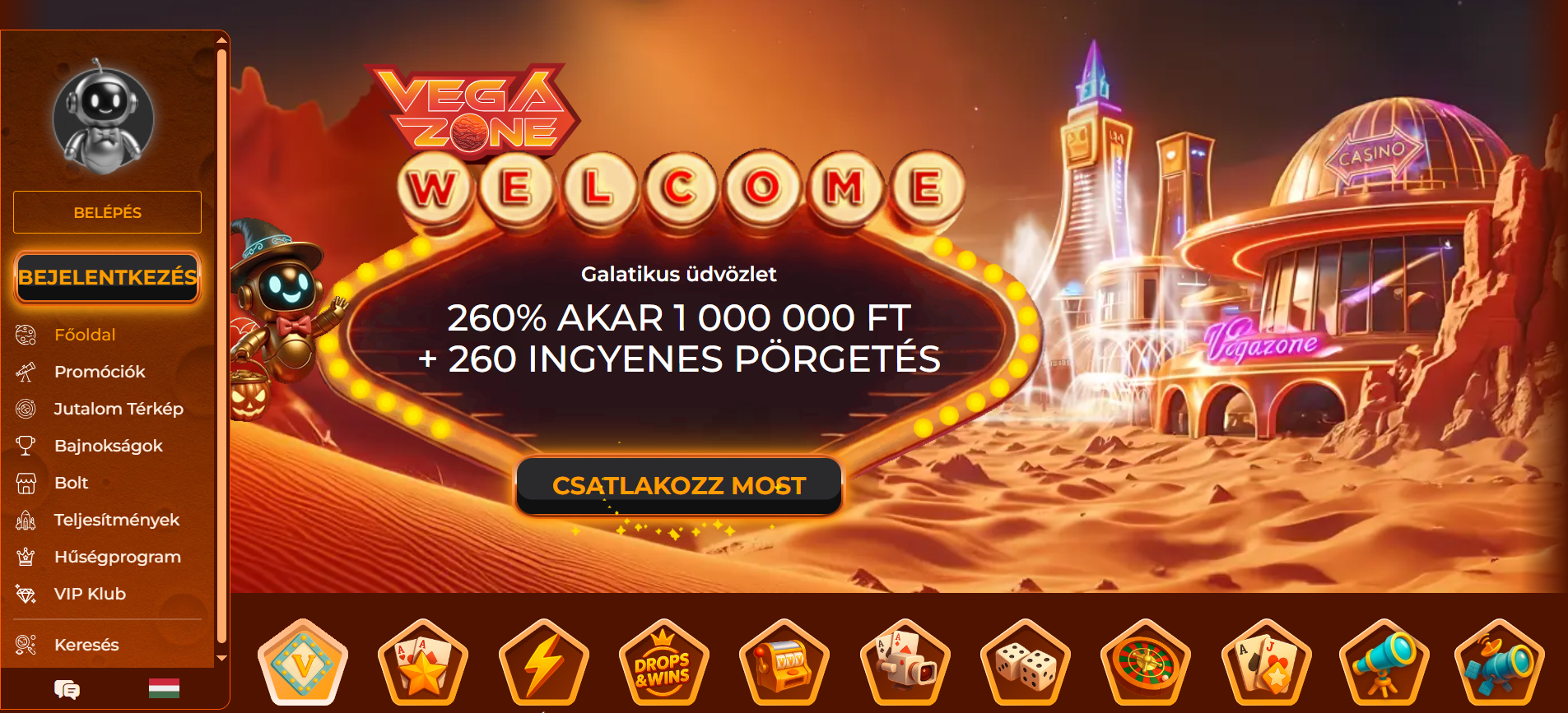 VegaZone Casino Főoldal