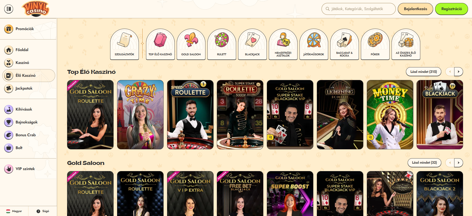 Vinyl Casino Élő Kaszinó