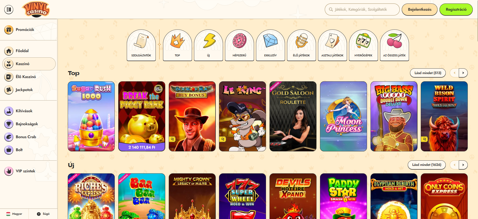 Vinyl Casino Játékok