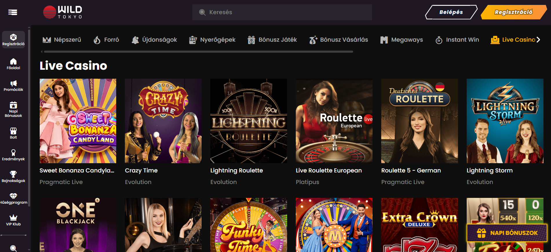 Wild Tokyo Casino Élő Kaszinó