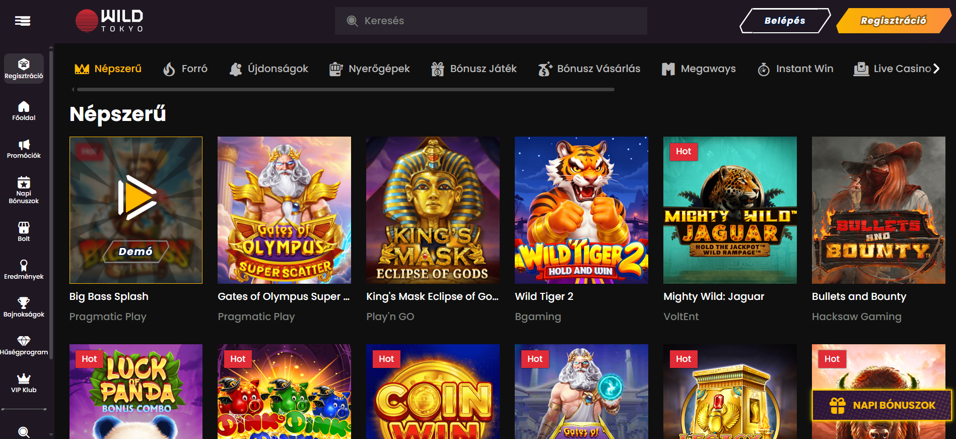 Wild Tokyo Casino Játékok